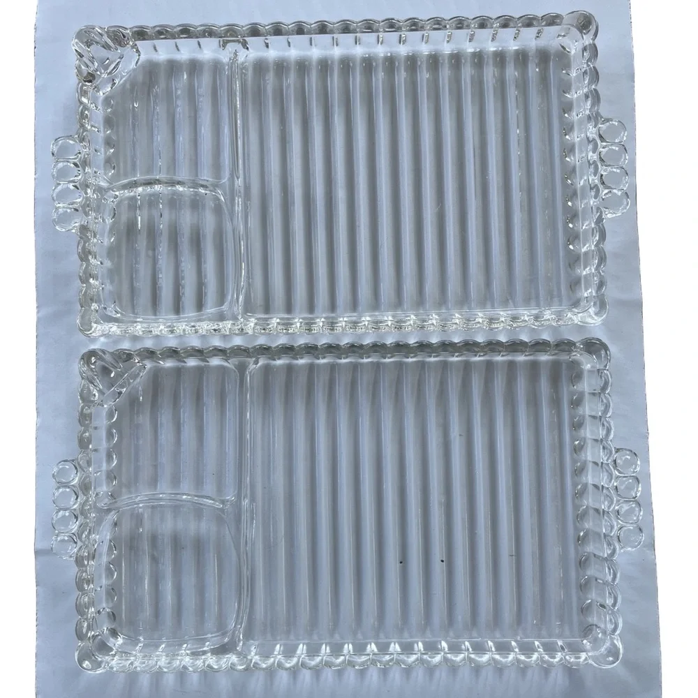 Vintage Orchard Crystal Party Dishes – Clear Glass Serving Trays (set of 2)